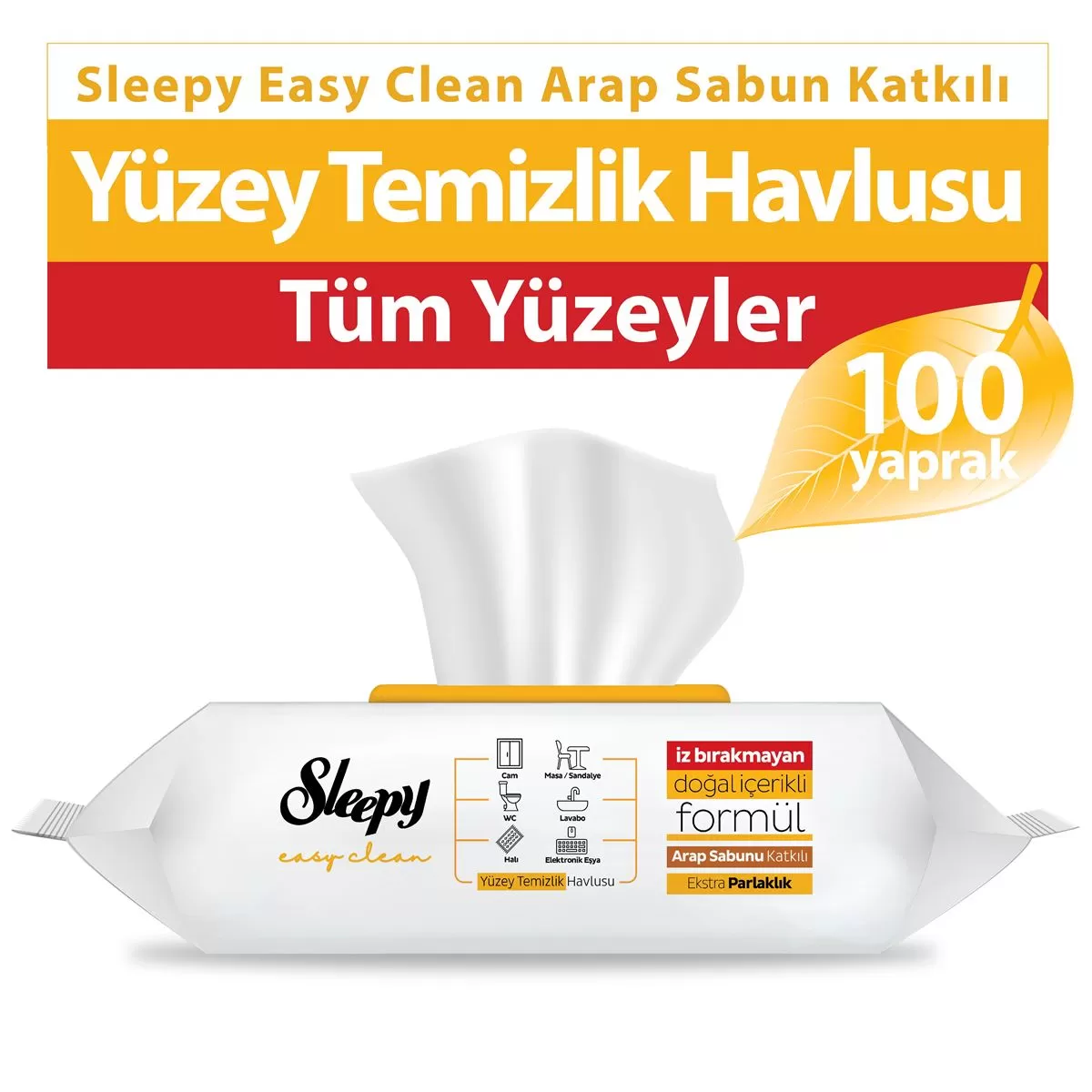 Sleepy Easy Clean Yüzey Temizlik Havlusu Arap Sabun Katkılı 100 Yaprak 6 Paket