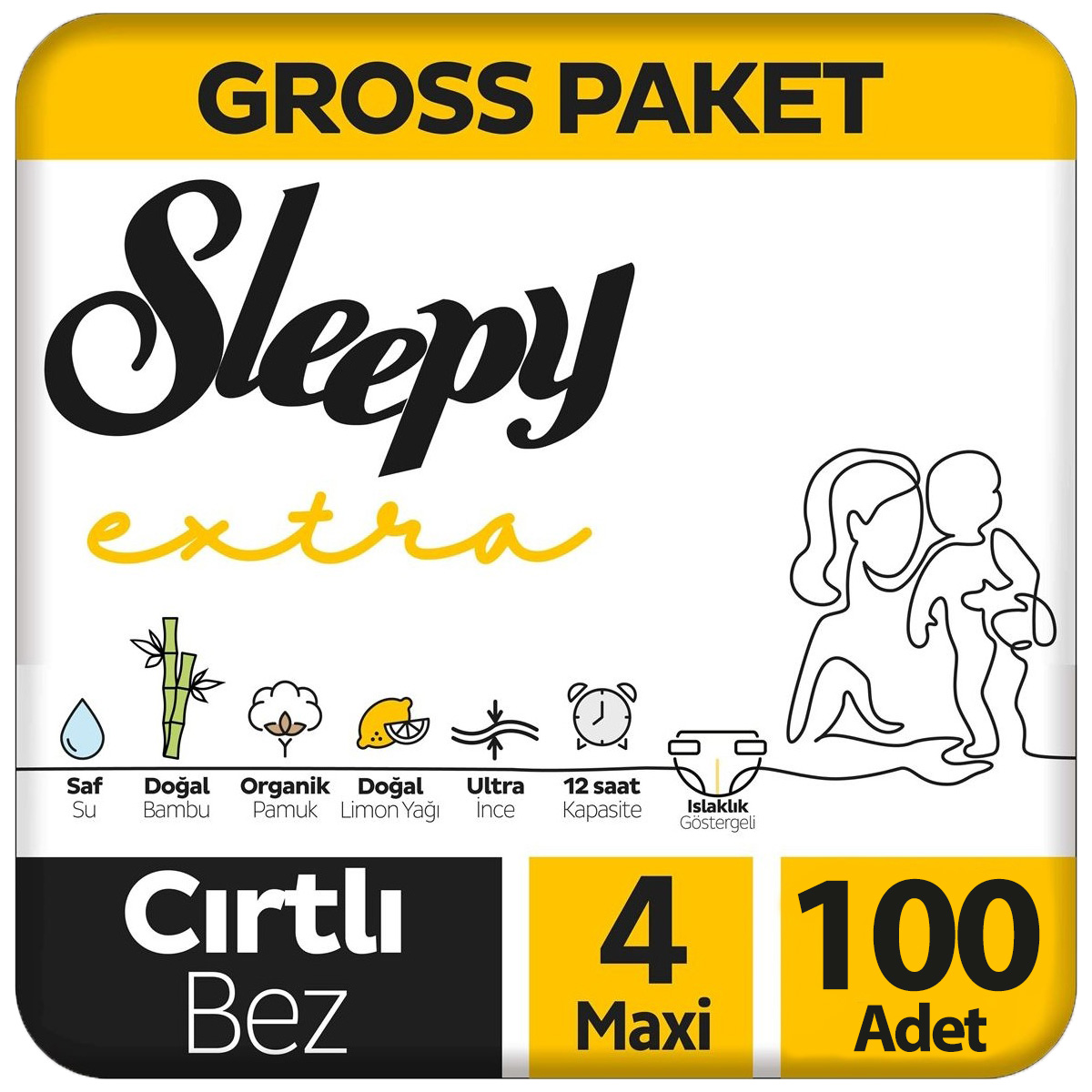 Sleepy Extra Bebek Bezi Gross Paket 4 Beden 100 Adet