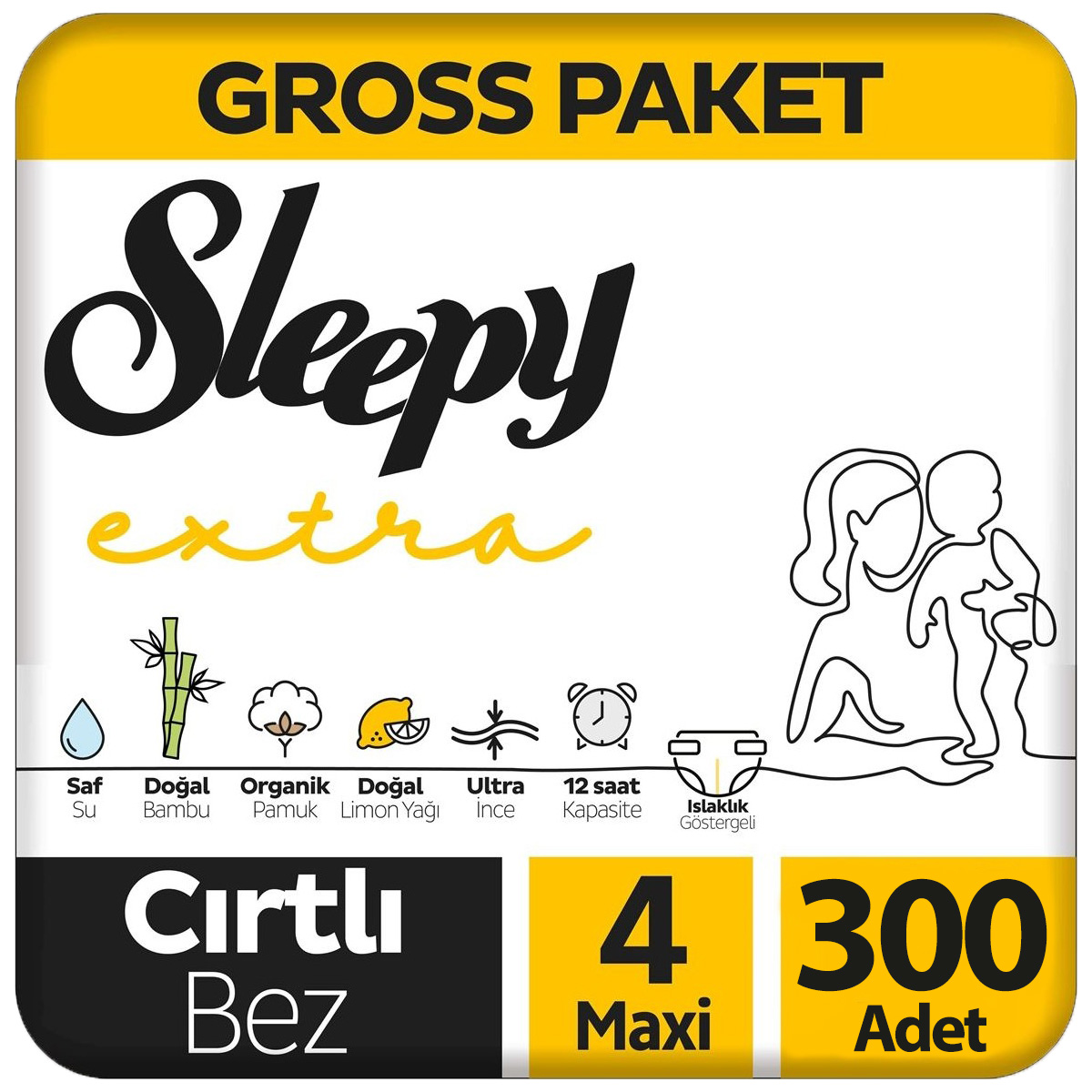 Sleepy Extra Bebek Bezi Gross Paket 4 Beden 100x3 300 Adet