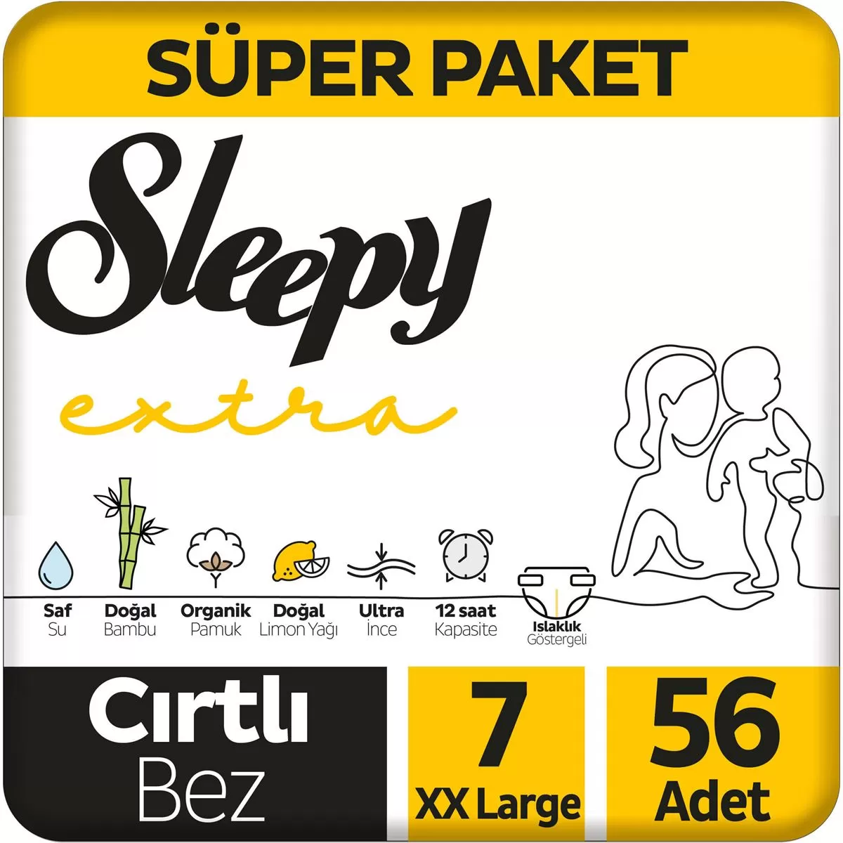 Sleepy Extra Süper Paket Bebek Bezi 7 Beden 56x4 224 Adet