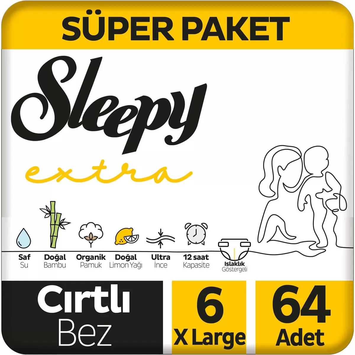 Sleepy Extra Süper Paket Bebek Bezi 6 Beden 64x4 256 Adet