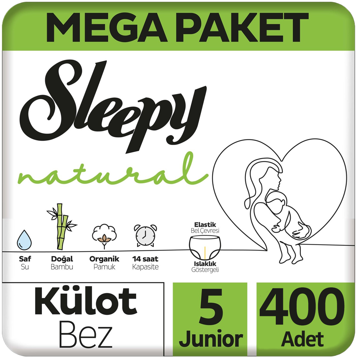 Sleepy Natural Külot Bebek Bezi Mega Paket 5 Beden 100x4 400 Adet