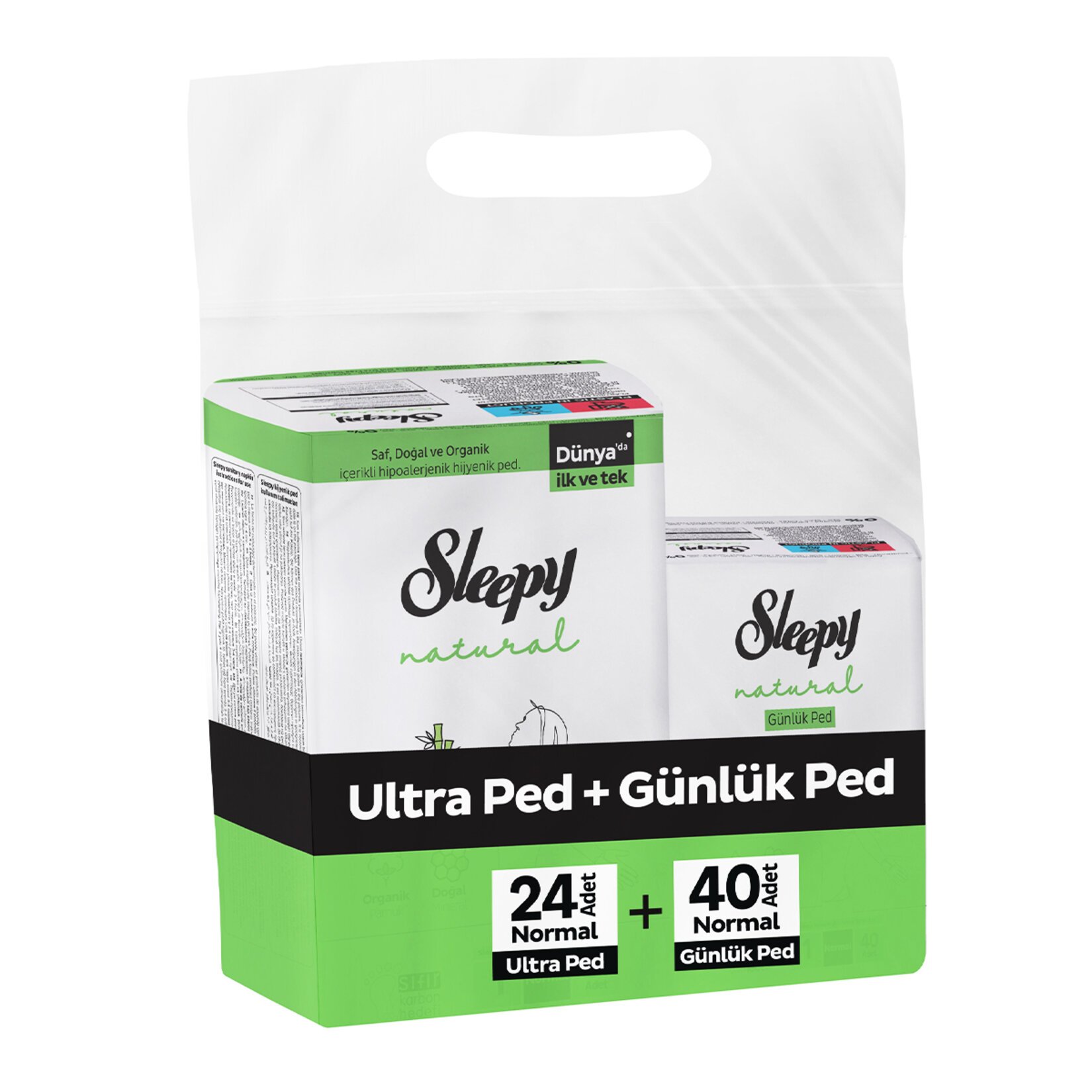 Sleepy Natural Ultra Ped Normal 24 Adet + Uzun Günlük Ped 40 Adet x3 Paket