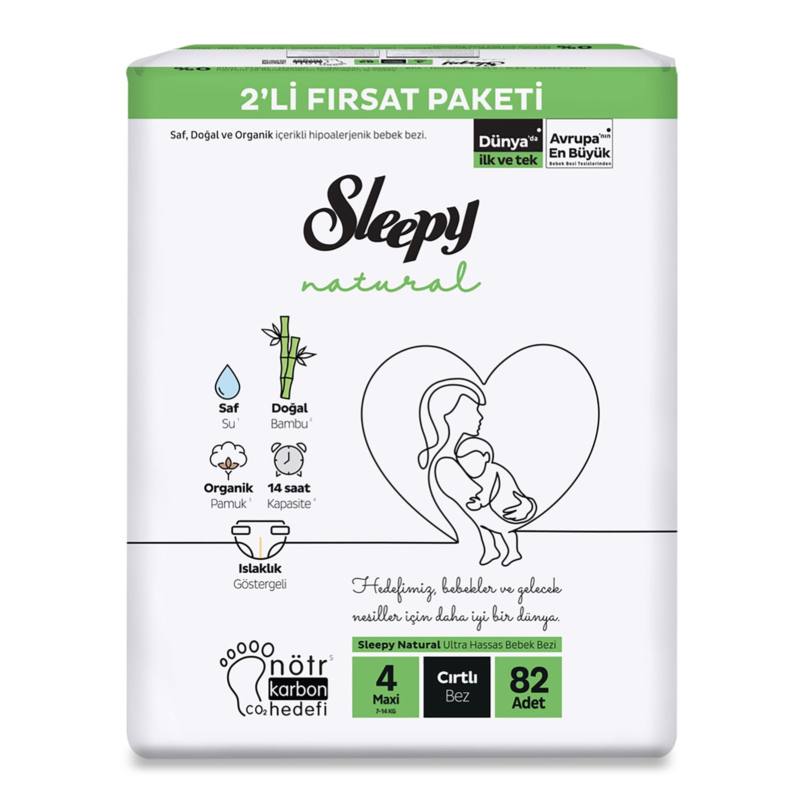 Sleepy Natural Bebek Bezi 2'li Fırsat Paketi 4 Beden 82 Adet