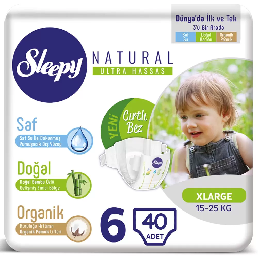 Sleepy Natural Bebek Bezi 6 Numara 15-25 Kg (2*20) 40 Adet