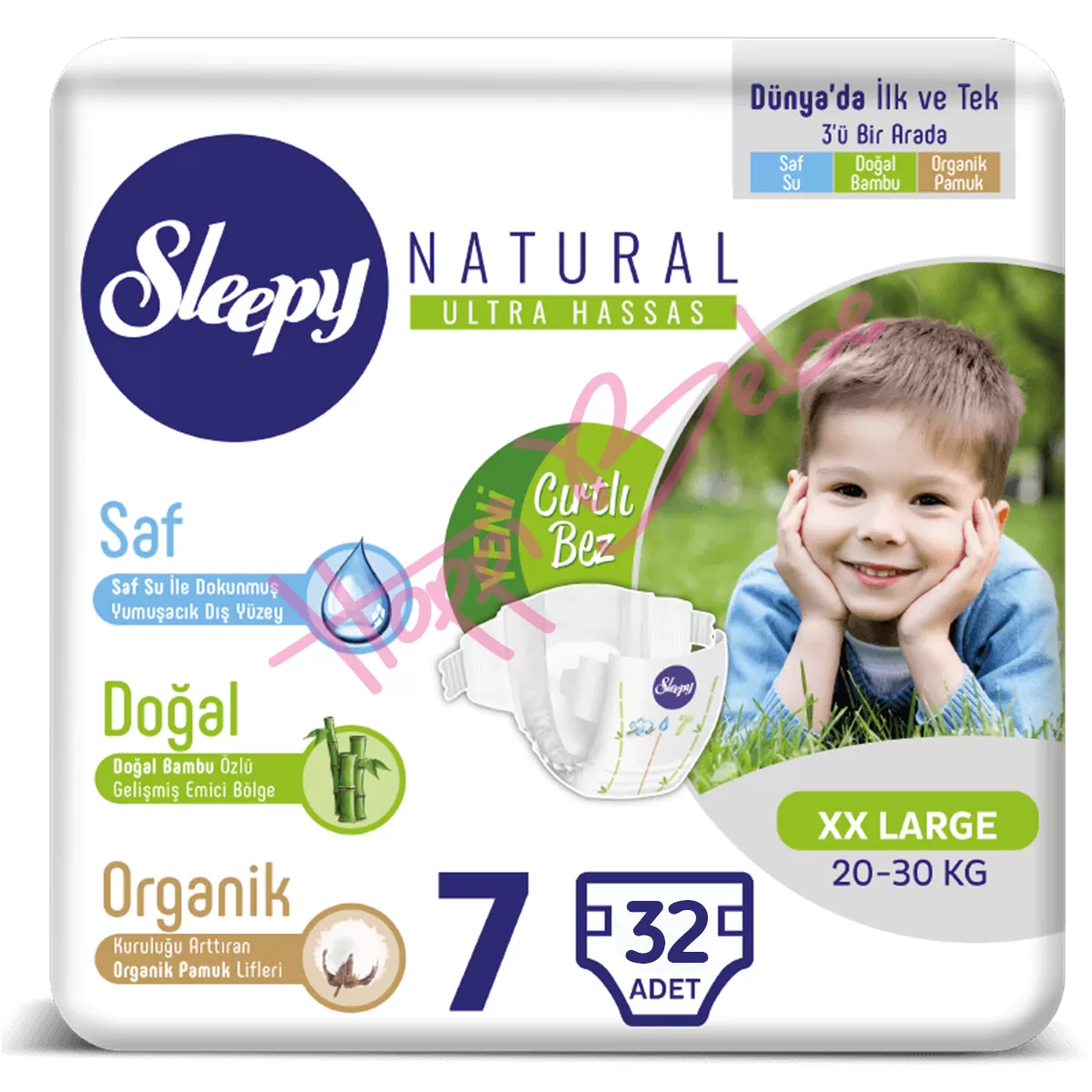 Sleepy Natural Bebek Bezi 7 Numara 20-30 Kg (2*16) 32 Adet