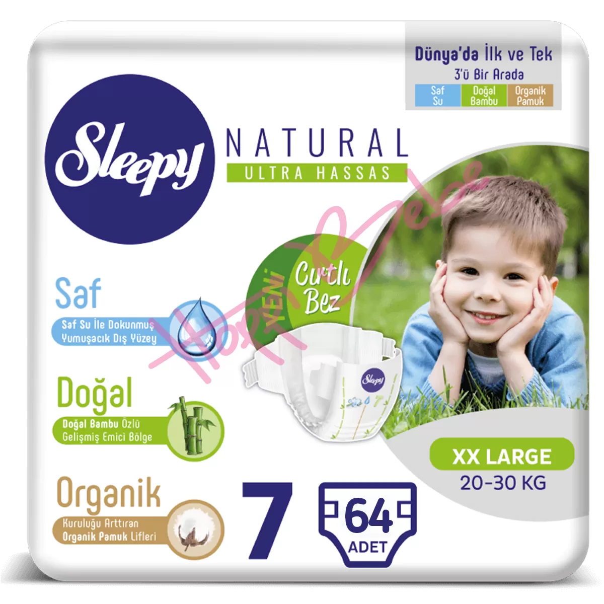 Sleepy Natural Bebek Bezi 7 Numara 20-30 Kg (4*16) 64 Adet