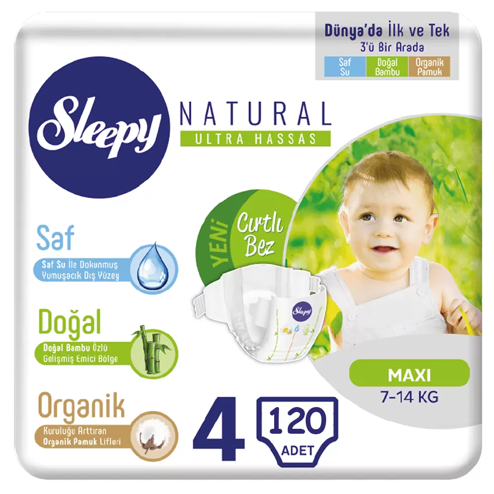 Sleepy Natural Bebek Bezi 4 Numara 7-14 Kg (4*30) 120 Adet