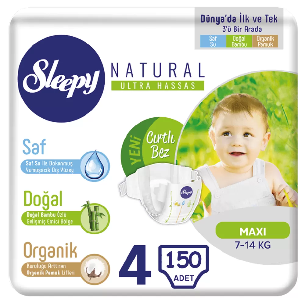 Sleepy Natural Bebek Bezi 4 Numara 7-14 Kg (5*30) 150 Adet