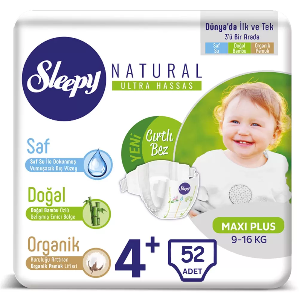 Sleepy Natural Bebek Bezi 4+ Numara 9-16 Kg (2*26) 52 Adet