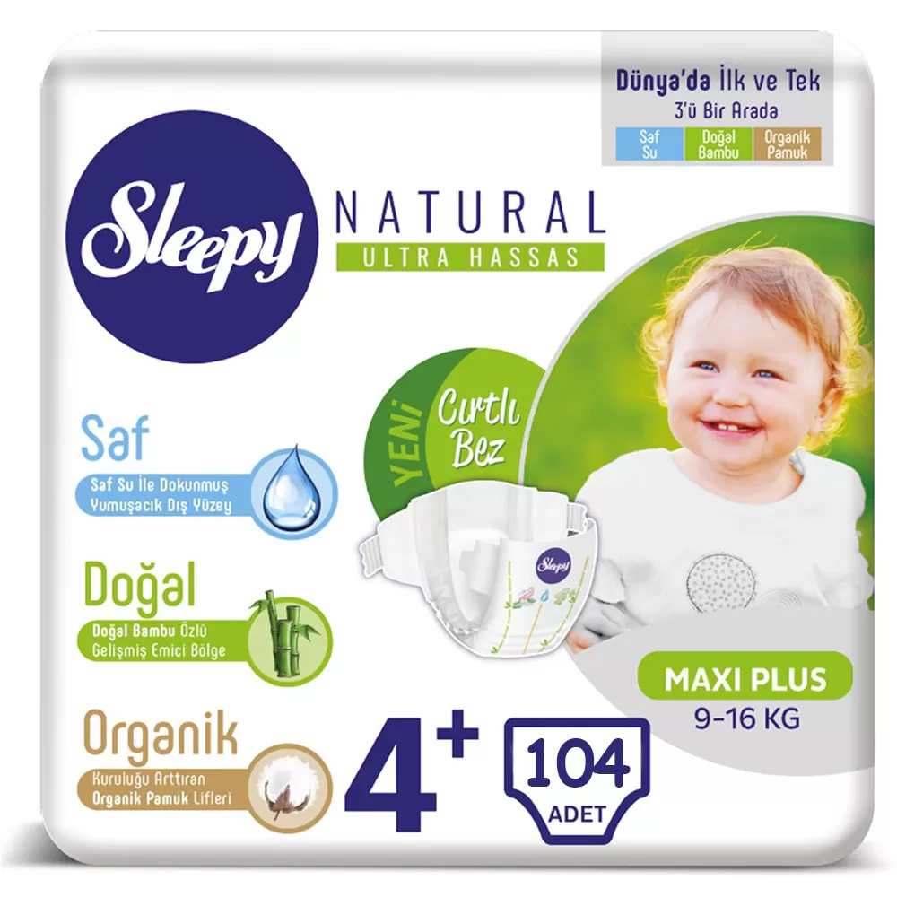 Sleepy Natural Bebek Bezi 4+ Numara 9-16 Kg (4*26) 104 Adet