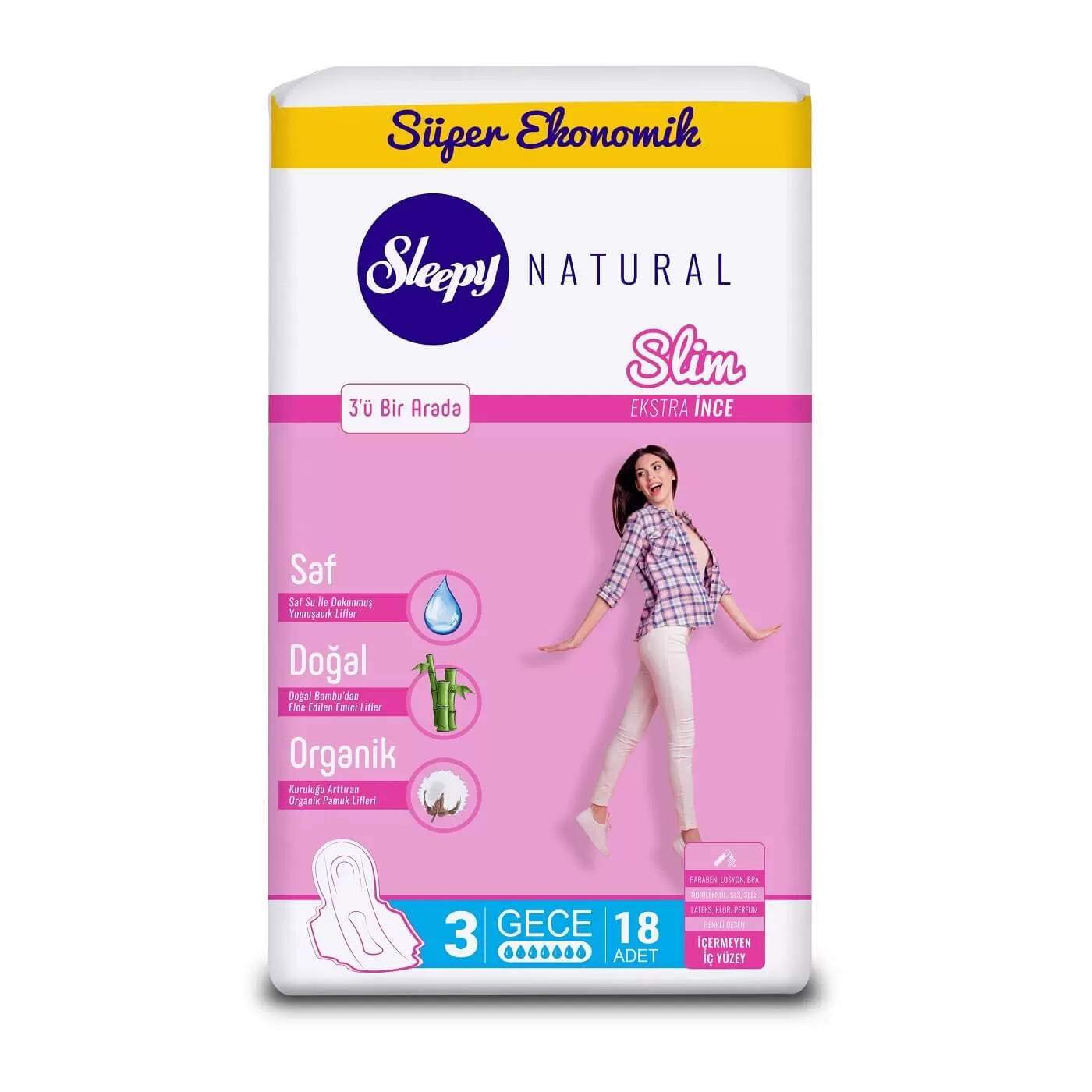 Sleepy Natural Slim Ekstra İnce Ped Gece 18x3 54 Adet