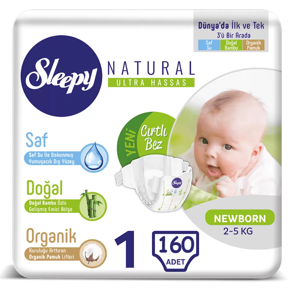 Sleepy Natural Bebek Bezi 1 Beden Yenidoğan 40*4 160 Adet