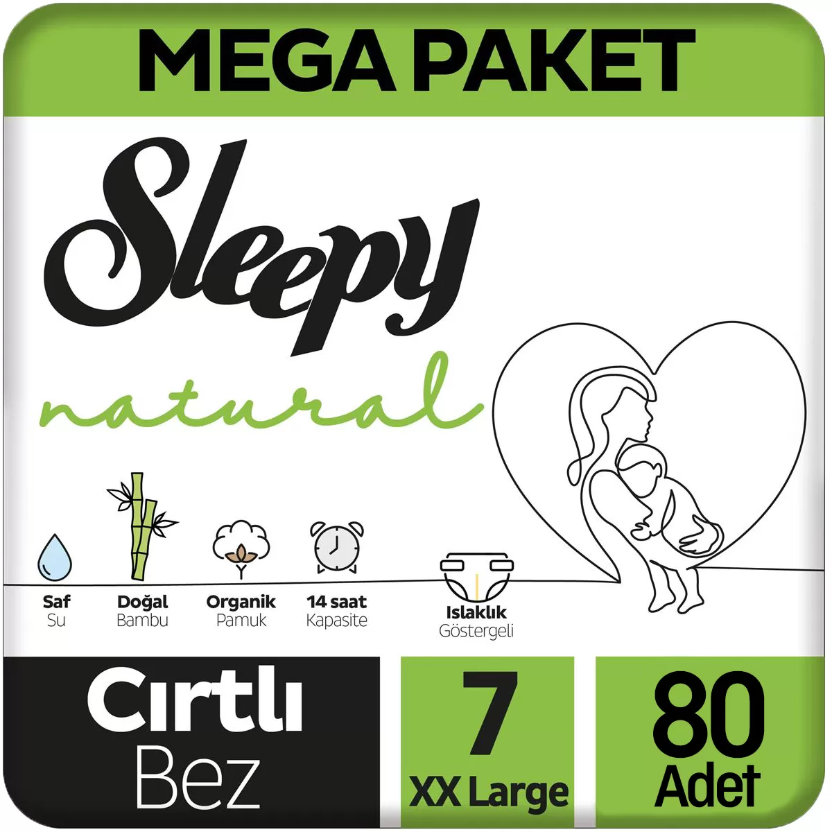 Sleepy Natural Mega Paket 7 Beden 80 Adet