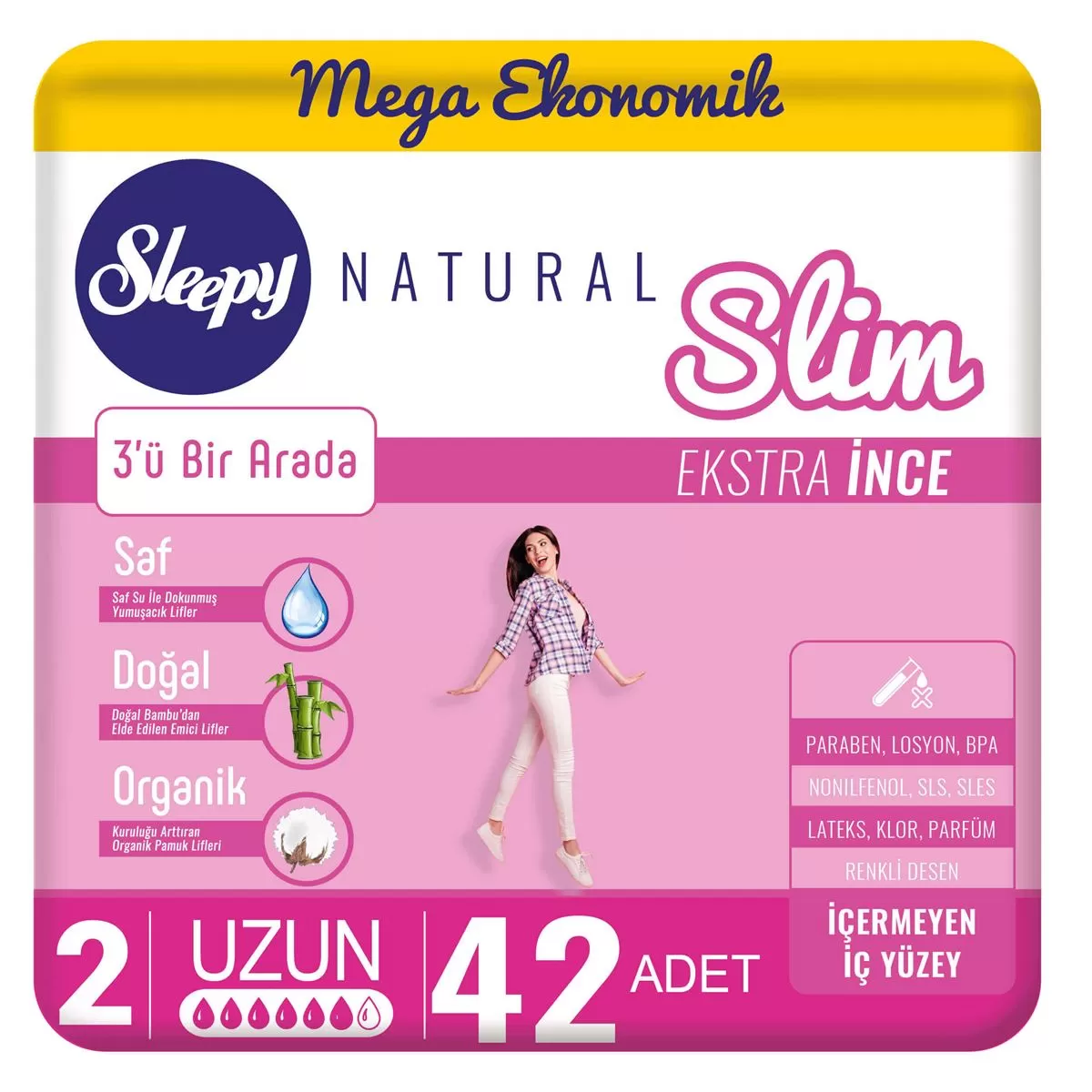 Sleepy Natural Slim Ekstra İnce Ped Uzun 42 Adet