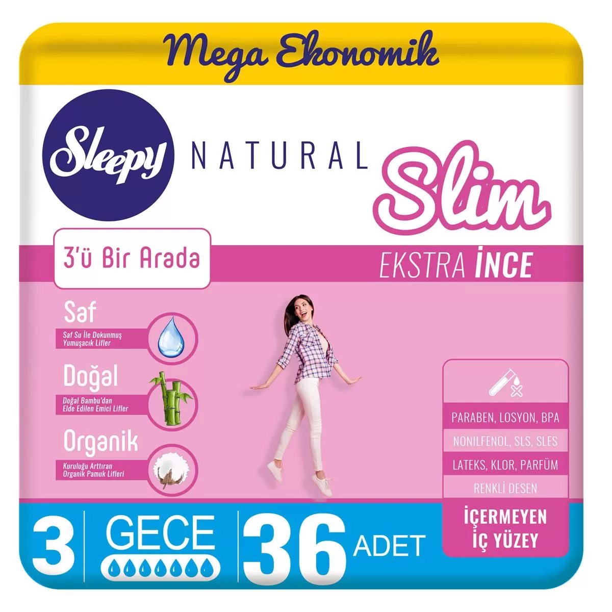 Sleepy Natural Slim Ekstra İnce Ped Gece 36x5 180 Adet