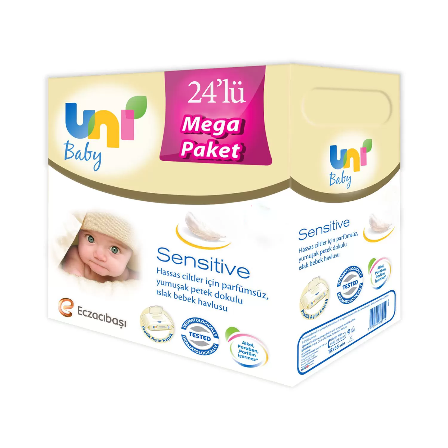 Uni Baby Islak Mendil Sensitive 24'lu 56*24 1344 Yaprak